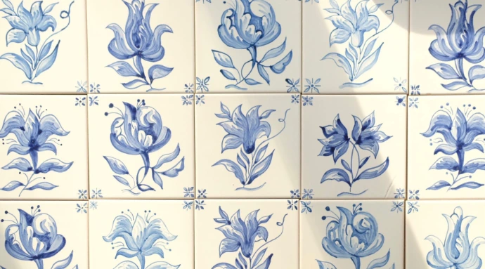 FRESQUE FLEURS BLEUS